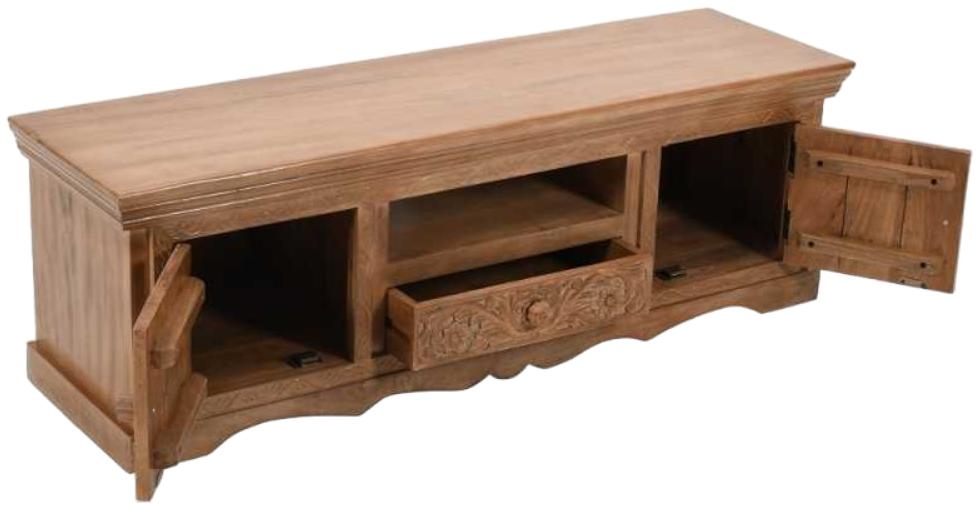 Product photograph of Carved Mango Wood 140cm Tv Unit from Choice Furniture Superstore.