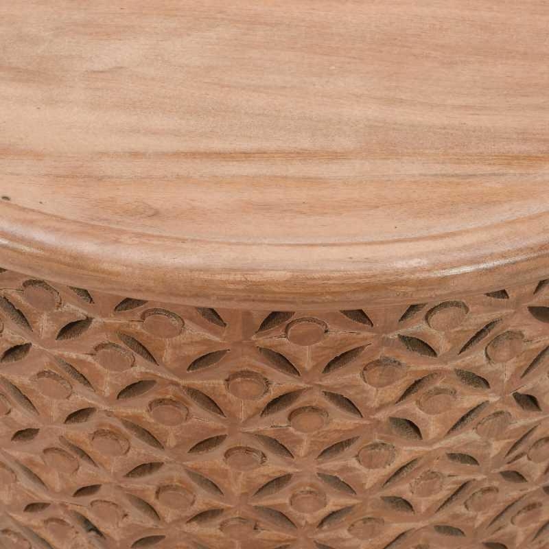 Product photograph of Carved Mango Wood Round Coffee Table from Choice Furniture Superstore.