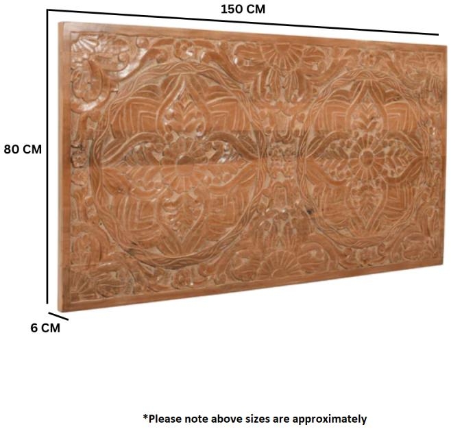 Product photograph of Carved Mango Wood Headboard from Choice Furniture Superstore.