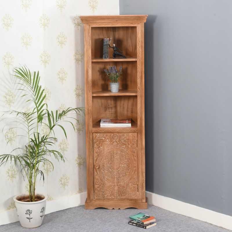 Product photograph of Artwork Brown Corner Bookcase from Choice Furniture Superstore.