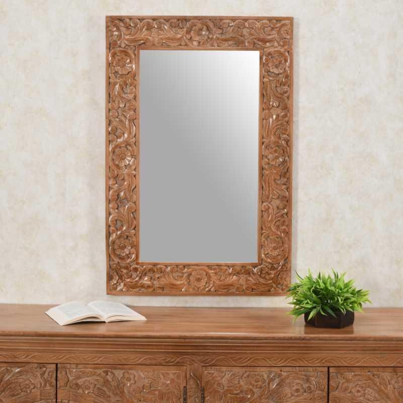 Product photograph of Artwork Brown Mango Wood Mirror from Choice Furniture Superstore.