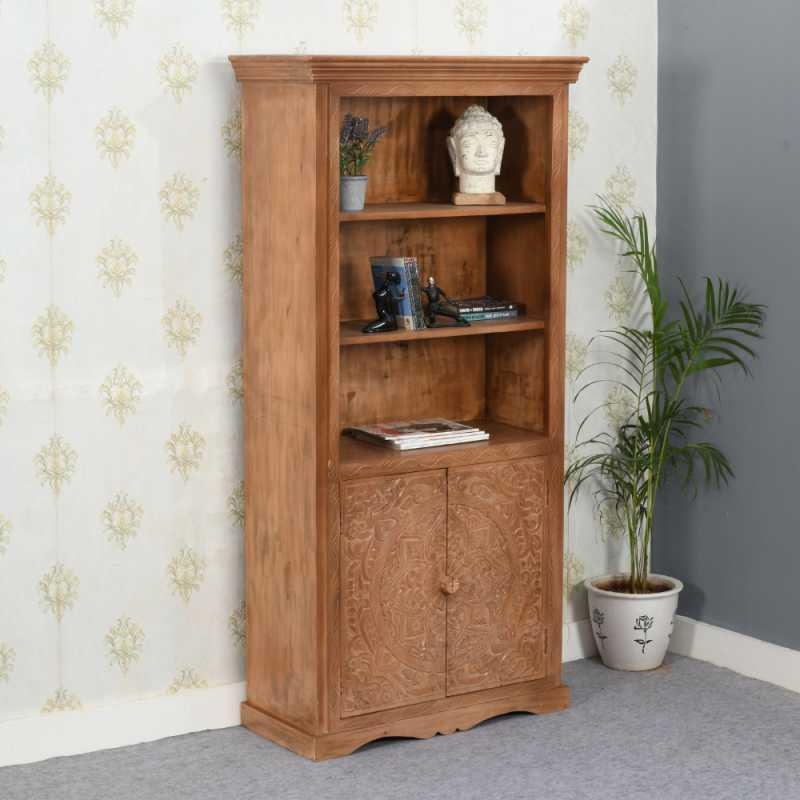 Product photograph of Artwork Brown Large Corner Bookcase from Choice Furniture Superstore.