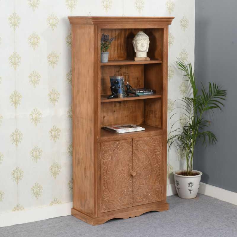 Product photograph of Carved Mango Wood Bookcase from Choice Furniture Superstore.