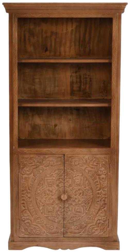 Product photograph of Artwork Brown Large Corner Bookcase from Choice Furniture Superstore.