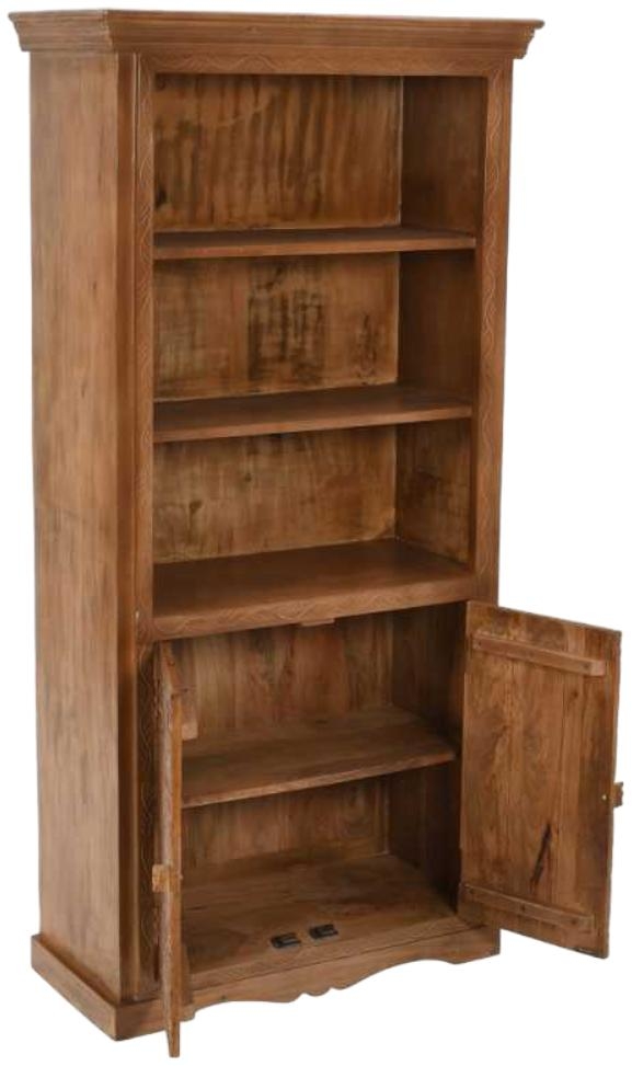 Product photograph of Carved Mango Wood Bookcase from Choice Furniture Superstore.