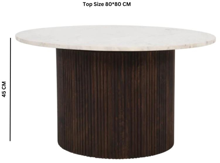 Product photograph of Fluted White Marble Top Round Coffee Table from Choice Furniture Superstore.