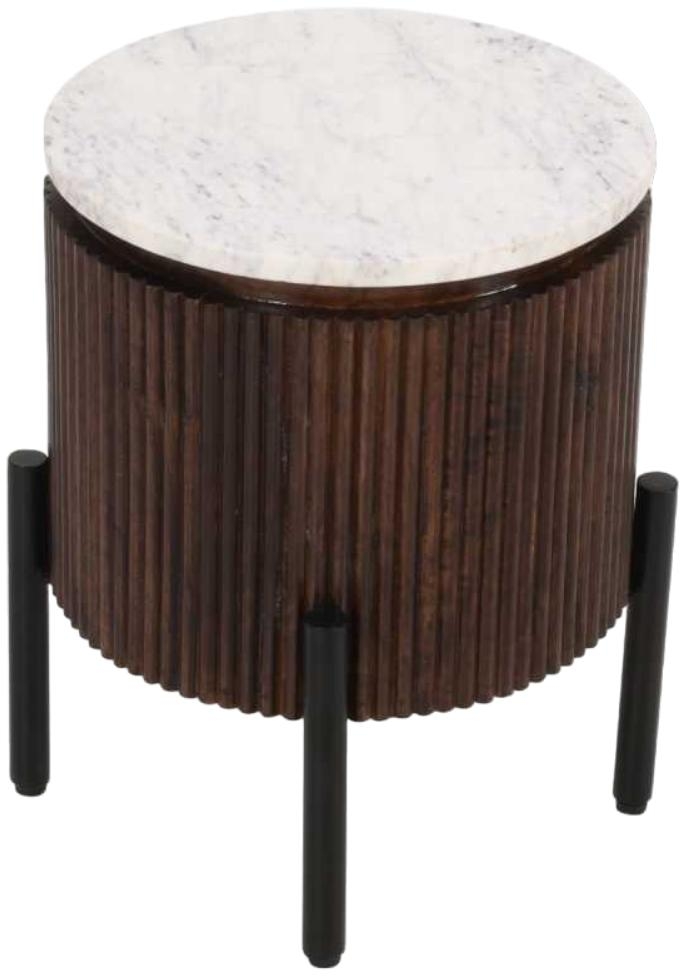 Product photograph of Fluted White Marble Top Round Side Table from Choice Furniture Superstore.