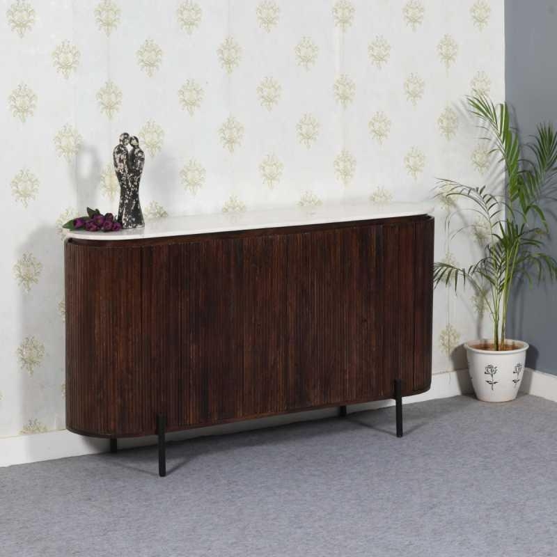 Product photograph of Fluted White Marble Top 160cm Large Sideboard from Choice Furniture Superstore.