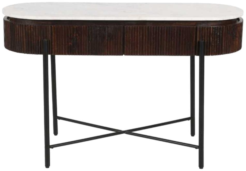 Product photograph of Opal Brown Mango Wood Marble Top Console Table from Choice Furniture Superstore.