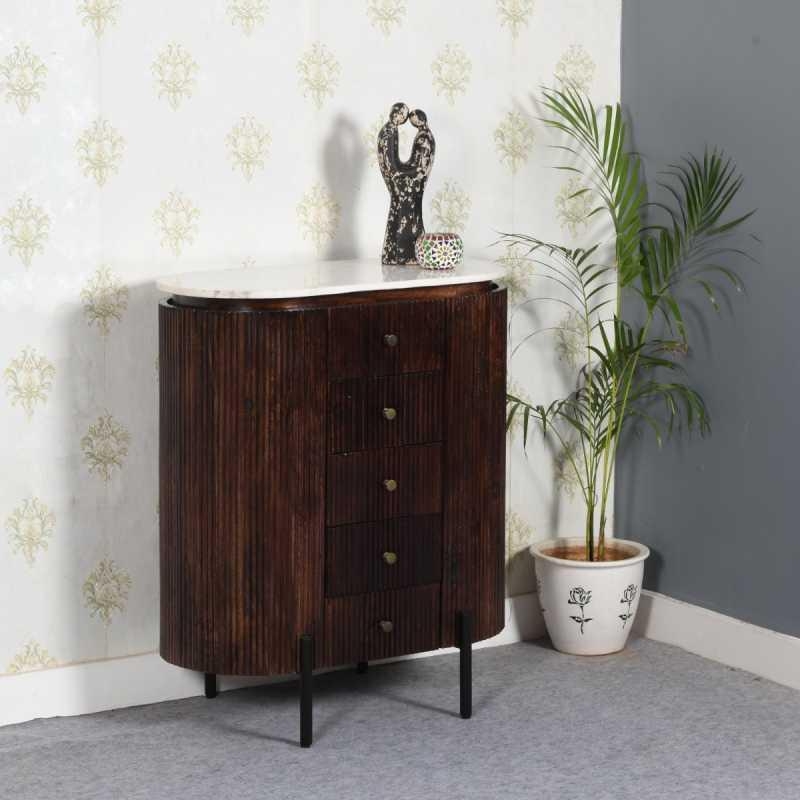 Product photograph of Opal Brown Mango Wood 5 Drawer Chest from Choice Furniture Superstore.