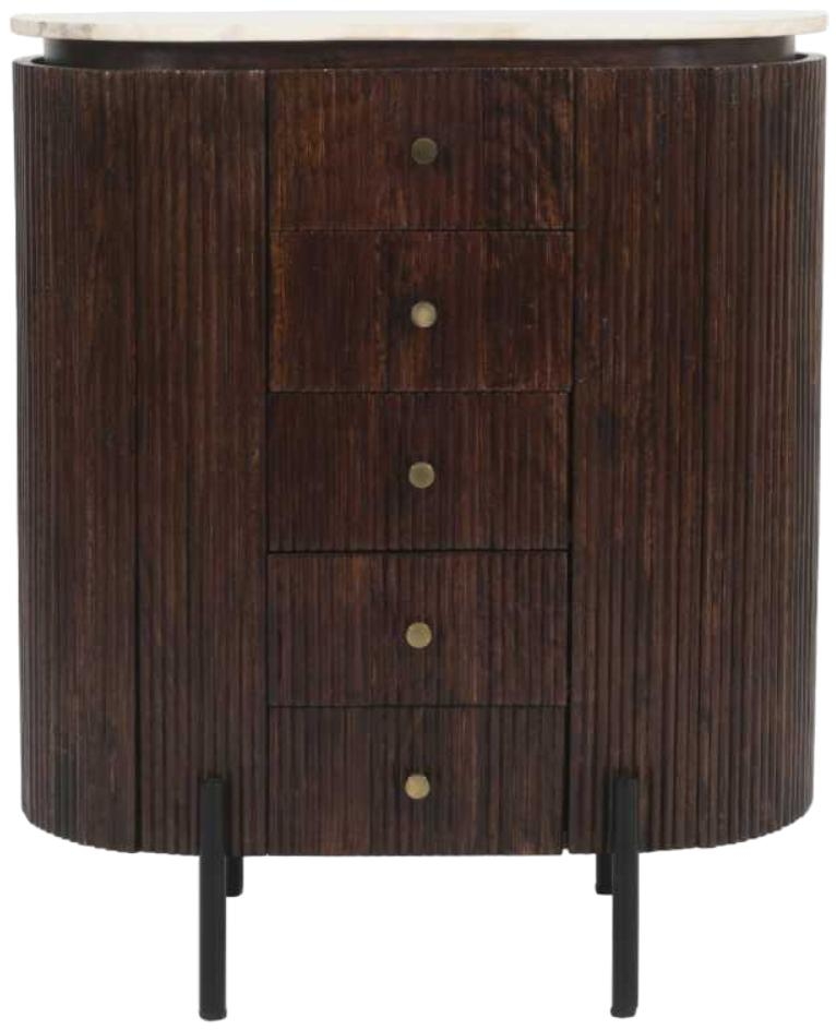 Product photograph of Opal Brown Mango Wood 5 Drawer Chest from Choice Furniture Superstore.