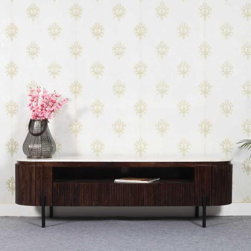 Product photograph of Fluted White Marble Top 170cm Tv Unit from Choice Furniture Superstore.
