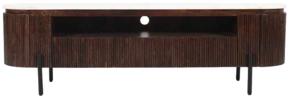 Product photograph of Fluted White Marble Top 170cm Tv Unit from Choice Furniture Superstore.