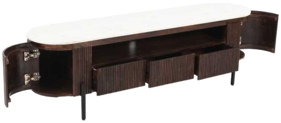 Product photograph of Fluted White Marble Top 170cm Tv Unit from Choice Furniture Superstore.