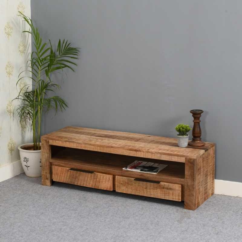 Product photograph of Surrey Brown Solid Wood 2 Drawer Tv Stand Upto 59inch from Choice Furniture Superstore.