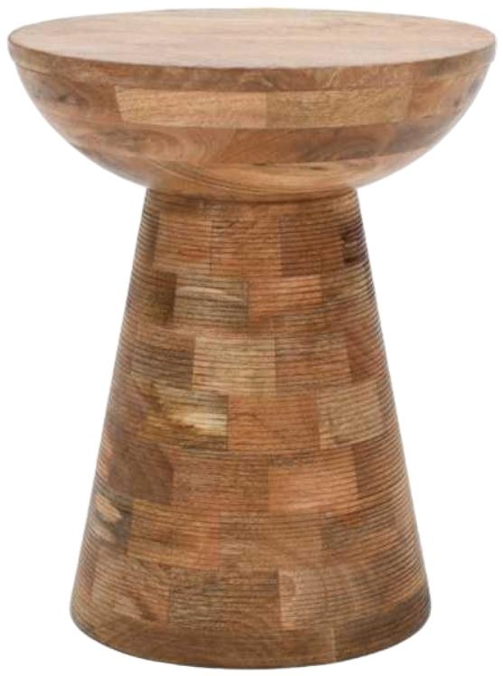 Product photograph of Surrey Brown Mango Wood Round Mushroom Side Table from Choice Furniture Superstore.