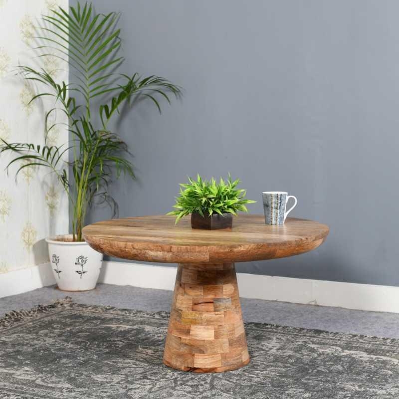 Product photograph of Dispur Solid Mango Wood Round Coffee Table from Choice Furniture Superstore.