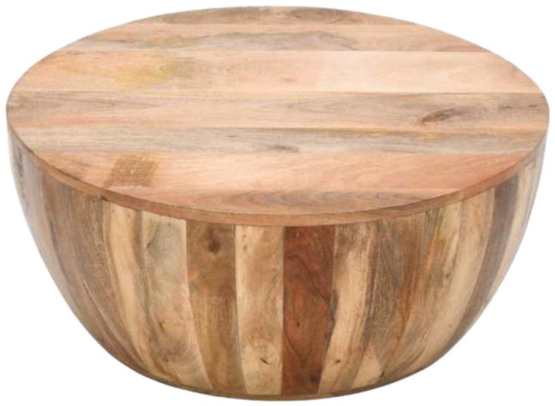 Product photograph of Dispur Solid Mango Wood Drum Coffee Table from Choice Furniture Superstore.