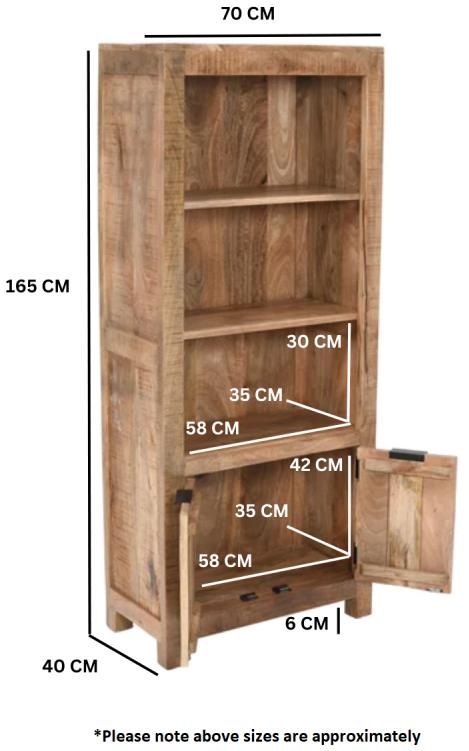 Product photograph of Dispur Solid Mango Wood Bookcase With Cupboard from Choice Furniture Superstore.