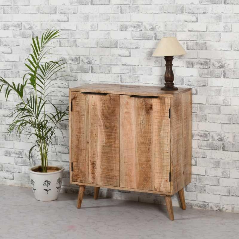 Product photograph of Dispur Solid Mango Wood 2 Door Drinks Cabinet from Choice Furniture Superstore.