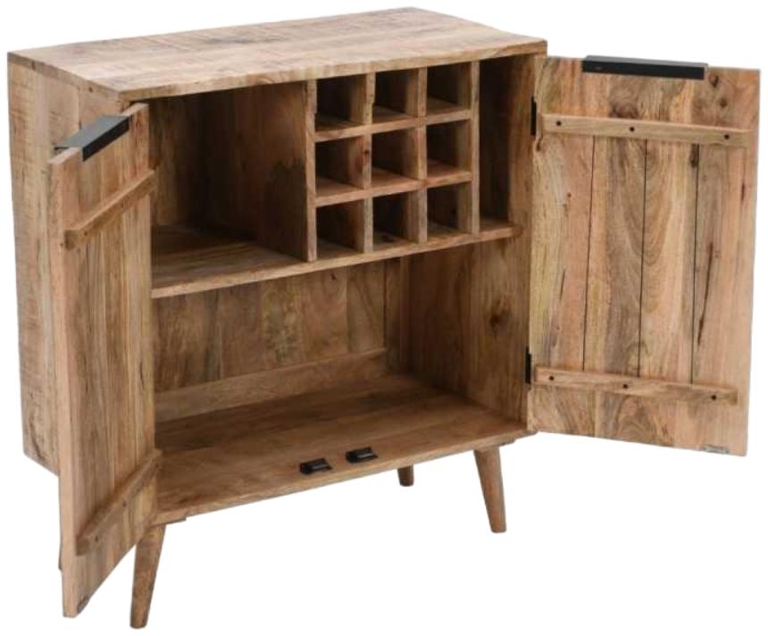 Product photograph of Dispur Solid Mango Wood 2 Door Drinks Cabinet from Choice Furniture Superstore.