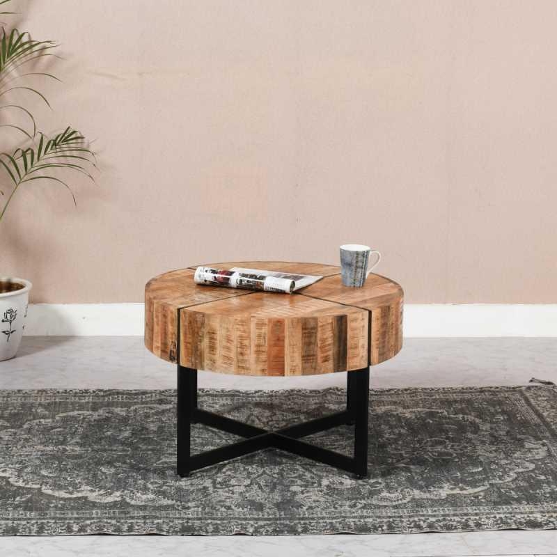 Product photograph of Dispur Solid Mango Wood 70cm Round Coffee Table from Choice Furniture Superstore.