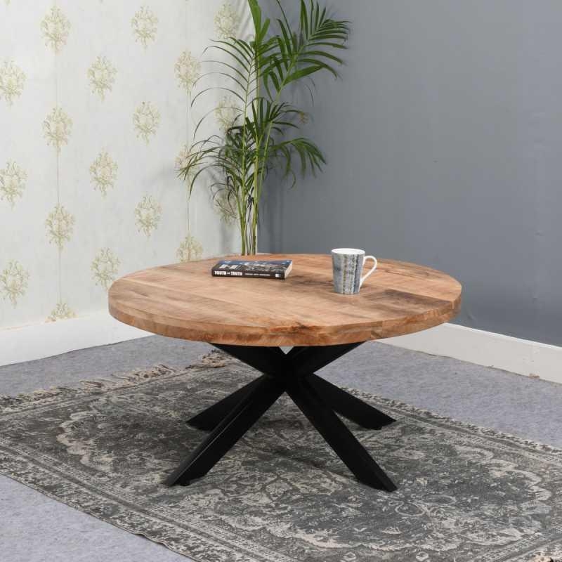 Product photograph of Dispur Solid Mango Wood 80cm Round Coffee Table from Choice Furniture Superstore.