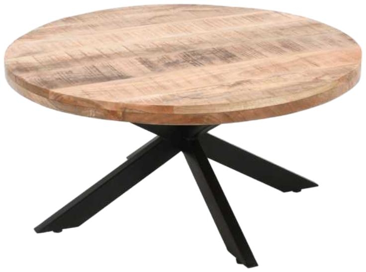 Product photograph of Dispur Solid Mango Wood 80cm Round Coffee Table from Choice Furniture Superstore.