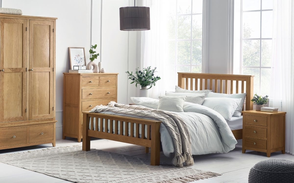 Product photograph of Mallory Oak High Footend Bed - Comes In Double And King Size Options from Choice Furniture Superstore.