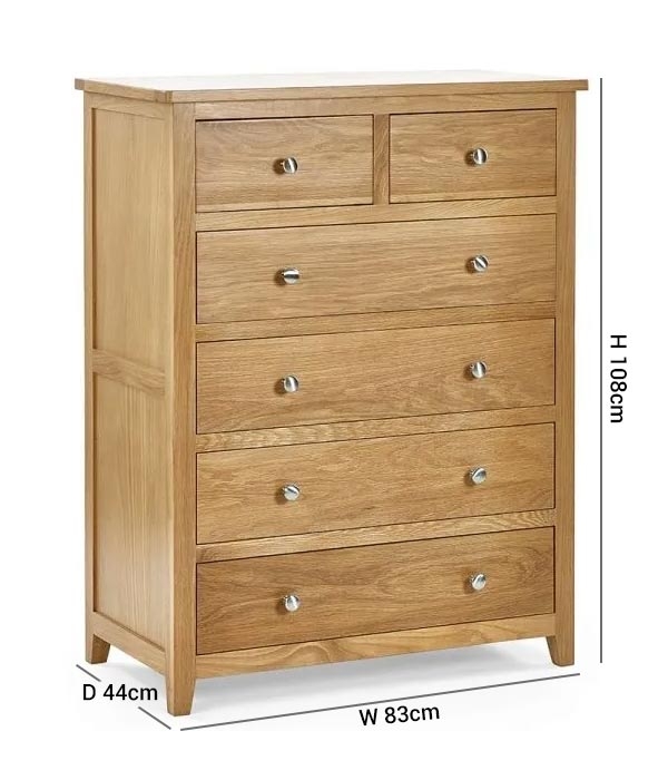 Product photograph of Mallory Oak 4 2 Drawer Chest from Choice Furniture Superstore.