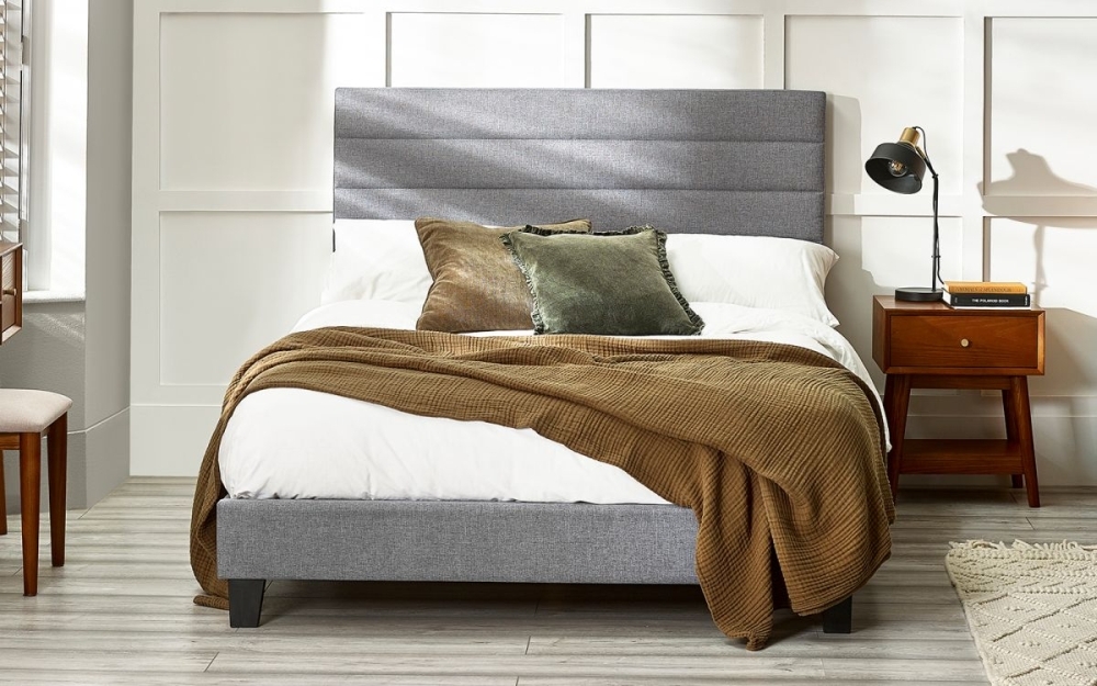 Product photograph of Merida Grey Fabric Bed - Comes In Double King And Queen Size from Choice Furniture Superstore.