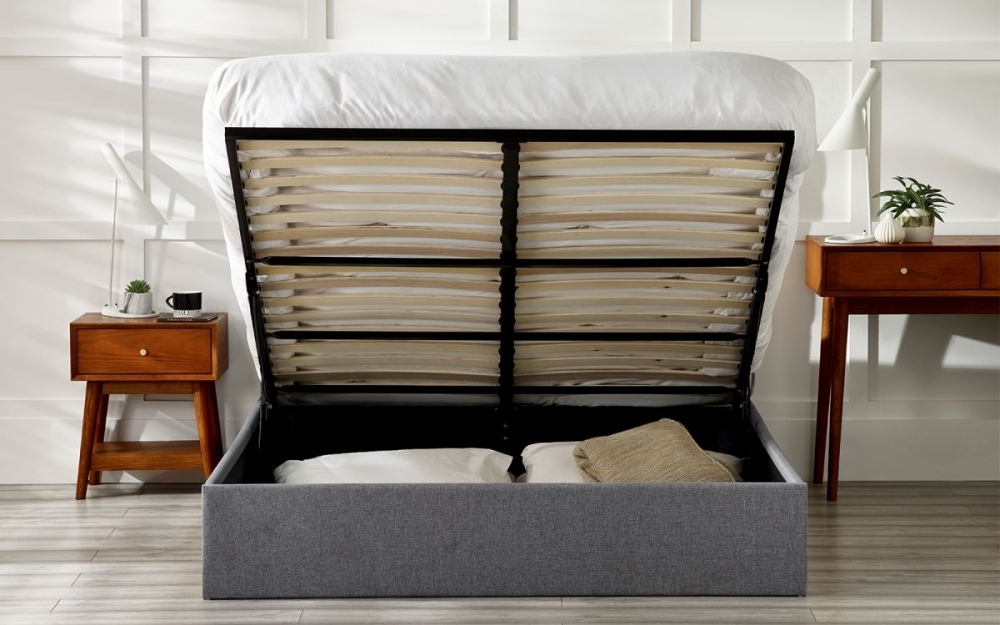 Product photograph of Merida Grey Pine Lift-up Storage Bed from Choice Furniture Superstore.