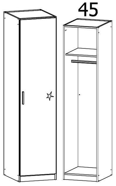 Product photograph of Celle 1 Door White Gloss Wardrobe Right Hand - 47cm from Choice Furniture Superstore.