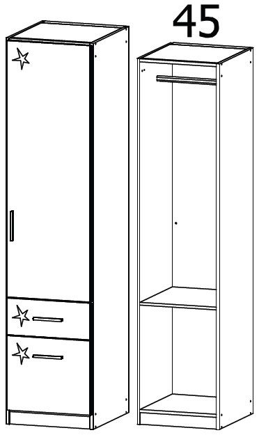 Product photograph of Celle 1 Door White Gloss Combi Wardrobe Right Hand - 47cm from Choice Furniture Superstore.