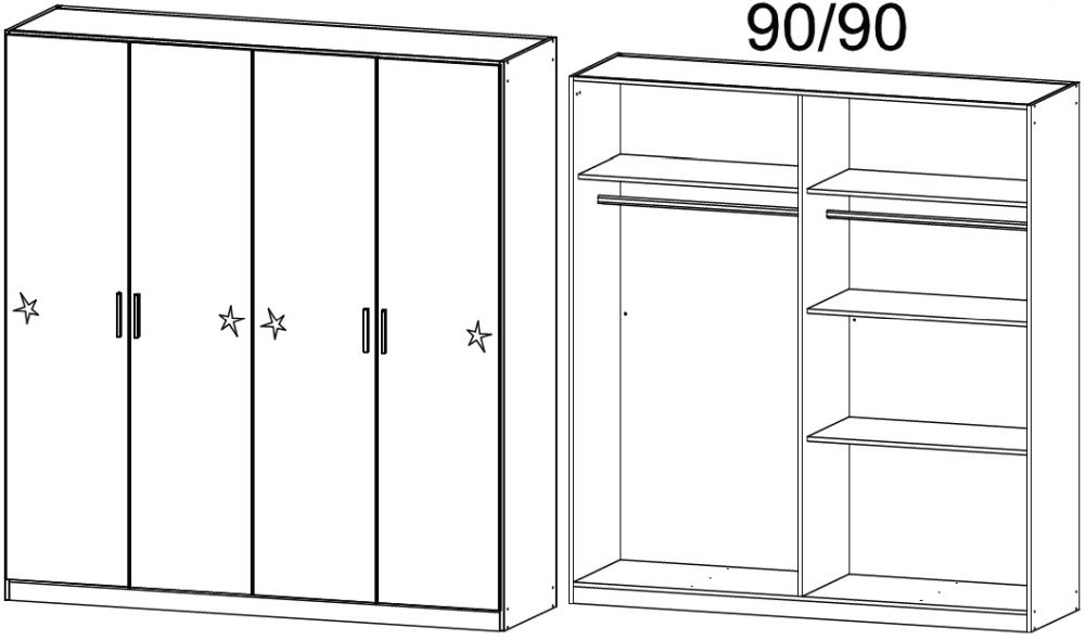 Product photograph of Rauch Celle 181cm Sonoma Oak And White Gloss 4 Door Wardrobe from Choice Furniture Superstore.