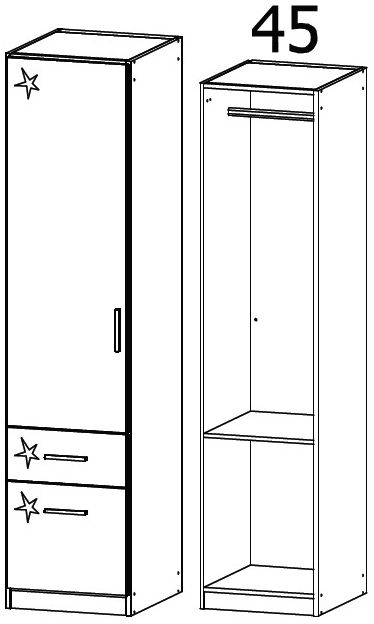 Product photograph of Rauch Celle 1 Door Sonoma Oak And White Gloss Combi Wardrobe Lh - 47cm from Choice Furniture Superstore.