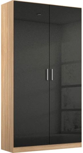 Product photograph of Rauch Celle 91cm 2 Door Black And Oak Combi Wardrobe from Choice Furniture Superstore.