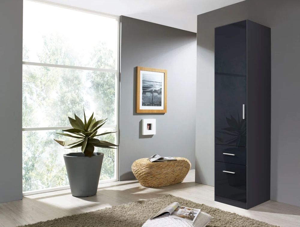 Product photograph of Rauch Celle 47cm Door Black Wardrobe - Lh from Choice Furniture Superstore.