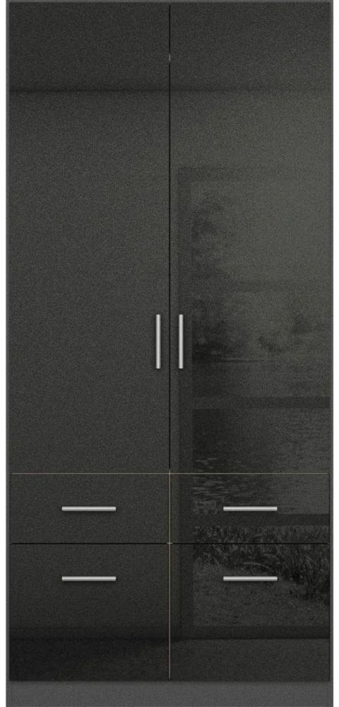 Product photograph of Celle 2 Door Charcoal Black Combi Wardrobe - 91cm from Choice Furniture Superstore.