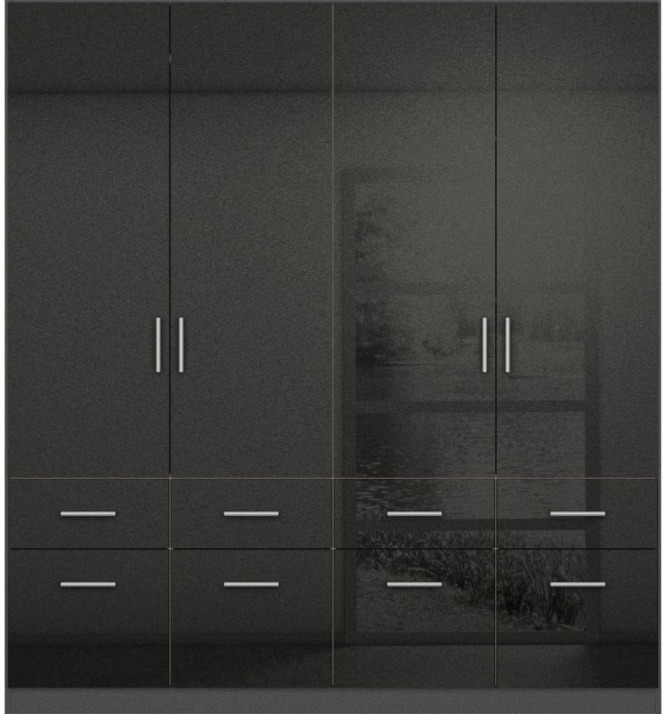 Product photograph of Rauch Celle 4 Door Charcoal Black Combi Wardrobe - 181cm from Choice Furniture Superstore.