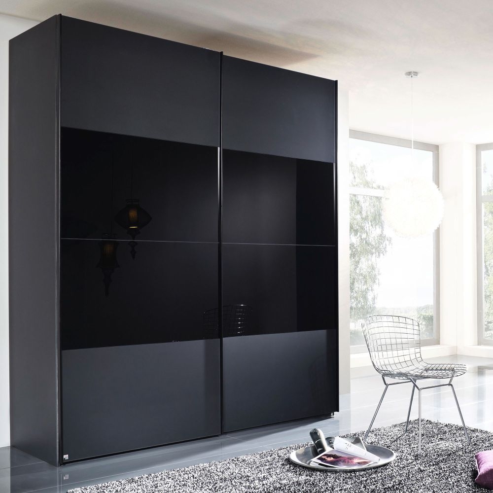 Product photograph of 20up Front 3a 2 Door Black Gloss Sliding Wardrobe - 200cm from Choice Furniture Superstore.