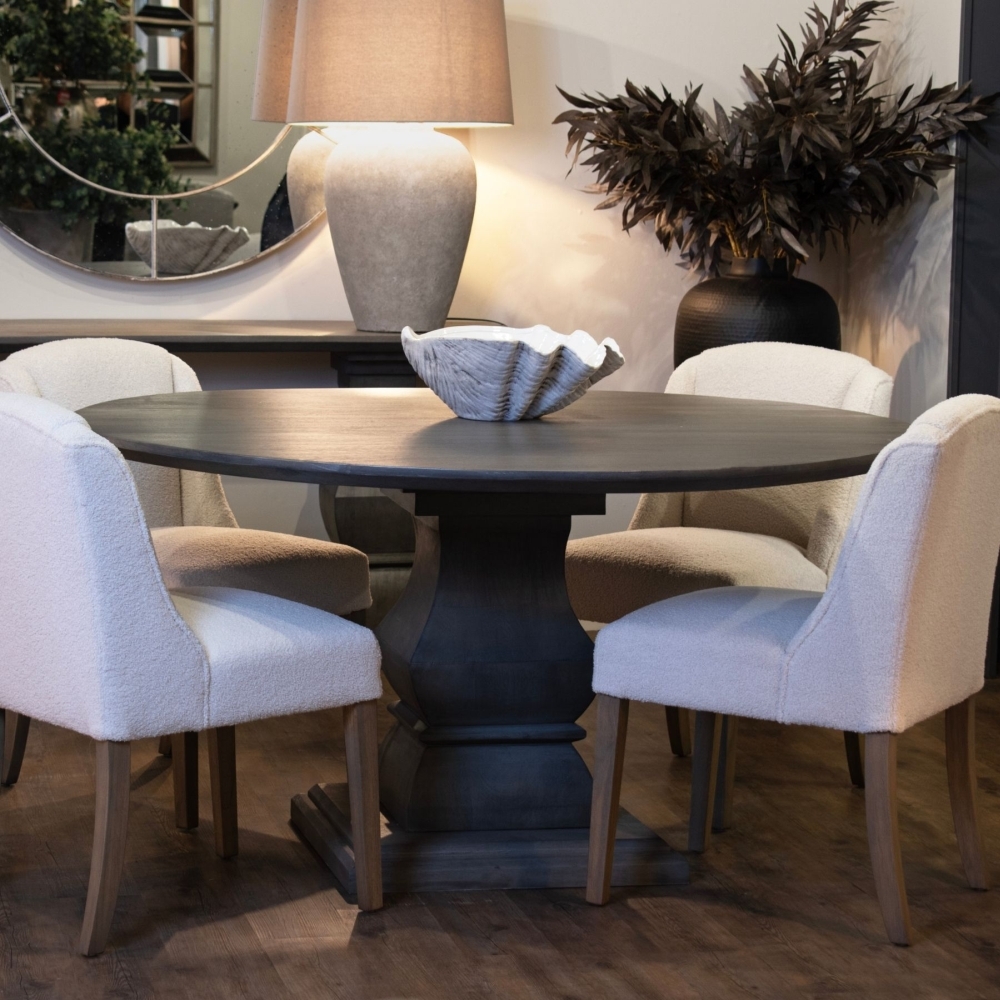 Product photograph of Hill Interiors Lucia Collection Grey Round Dining Table - 6 Seater from Choice Furniture Superstore.