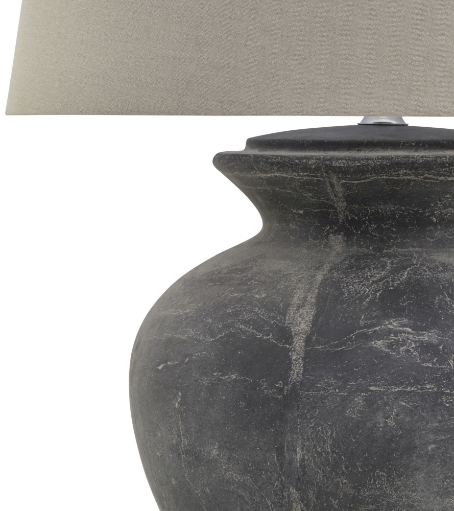 Product photograph of Hill Interiors Amalfi Grey Round Table Lamp With Linen Shade from Choice Furniture Superstore.