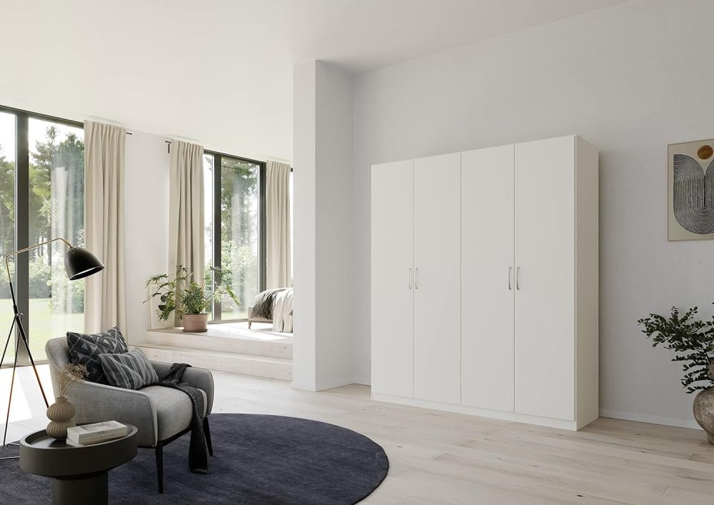 Product photograph of Quadra-spin 4 Door Wardrobe - Comes In Alpine White And Silk Grey Options from Choice Furniture Superstore.