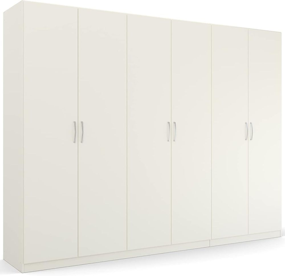 Product photograph of Quadra-spin 6 Door Wardrobe - Comes In Alpine White And Silk Grey Options from Choice Furniture Superstore.