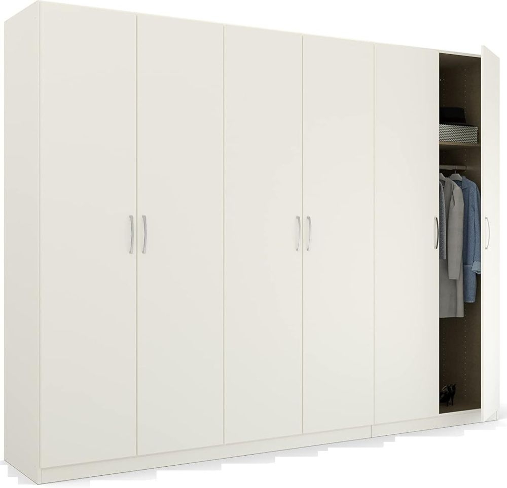 Product photograph of Quadra-spin 6 Door Wardrobe - Comes In Alpine White And Silk Grey Options from Choice Furniture Superstore.