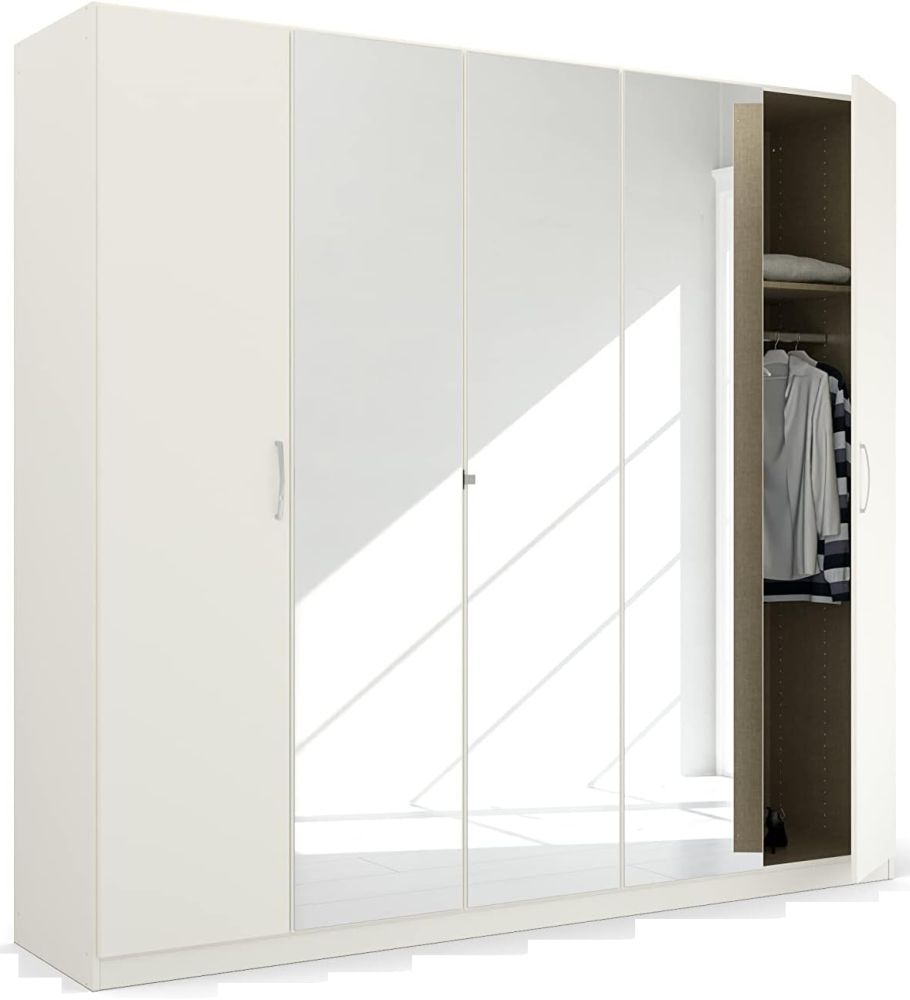 Product photograph of Quadra-spin 5 Door 3 Mirror Wardrobe - Comes In Alpine White And Silk Grey Options from Choice Furniture Superstore.