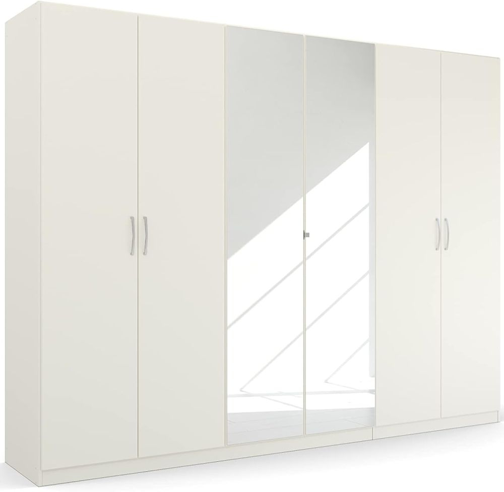 Product photograph of Quadra-spin 6 Door 2 Mirror Wardrobe - Comes In Alpine White And Silk Grey Options from Choice Furniture Superstore.