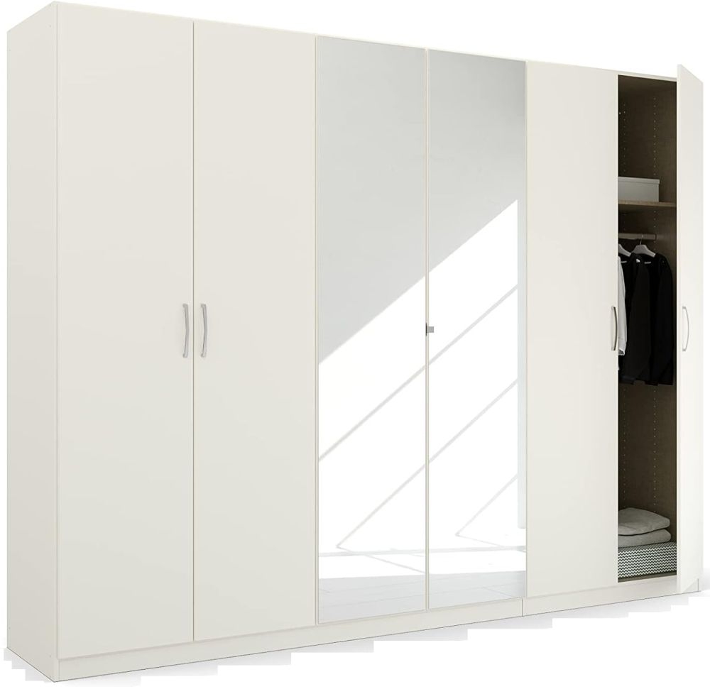 Product photograph of Quadra-spin 6 Door 2 Mirror Wardrobe - Comes In Alpine White And Silk Grey Options from Choice Furniture Superstore.