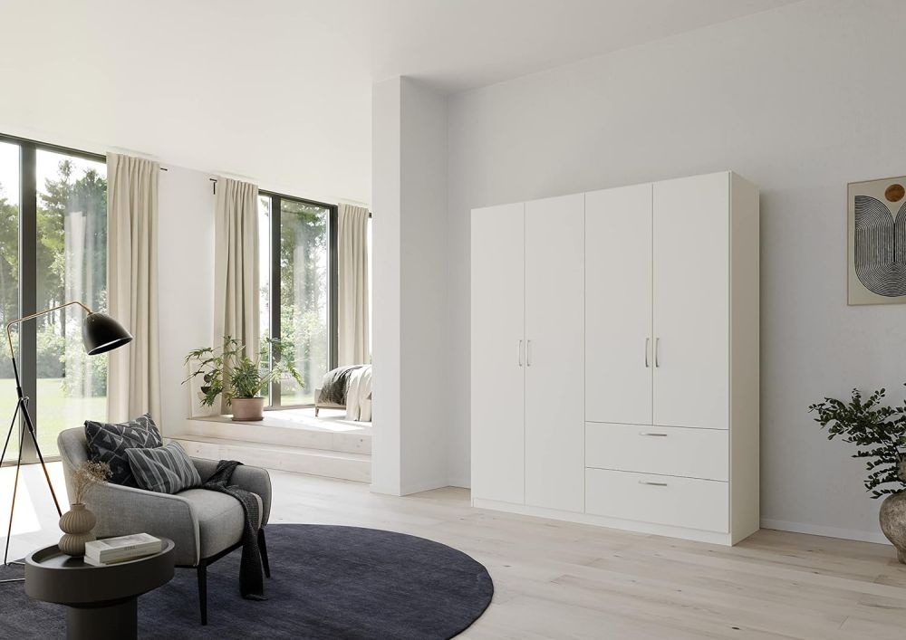 Product photograph of Quadra-spin 4 Door Combi Wardrobe - Comes In Alpine White And Silk Grey Options from Choice Furniture Superstore.